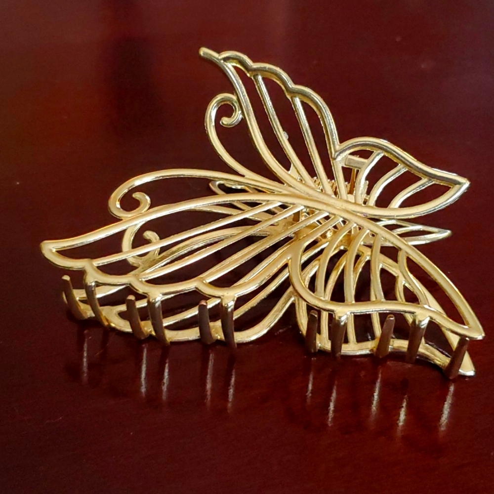 High Quality Gold Tone metal butterfly hair clip